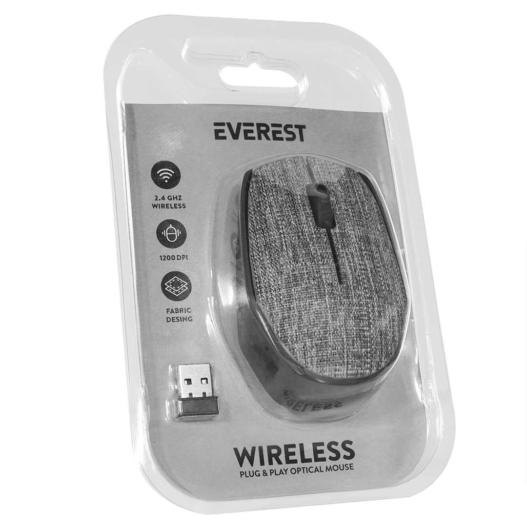 EVEREST KABLOSUZ MOUSE KM-218 GRİ KUMAŞ YÜZEY 1