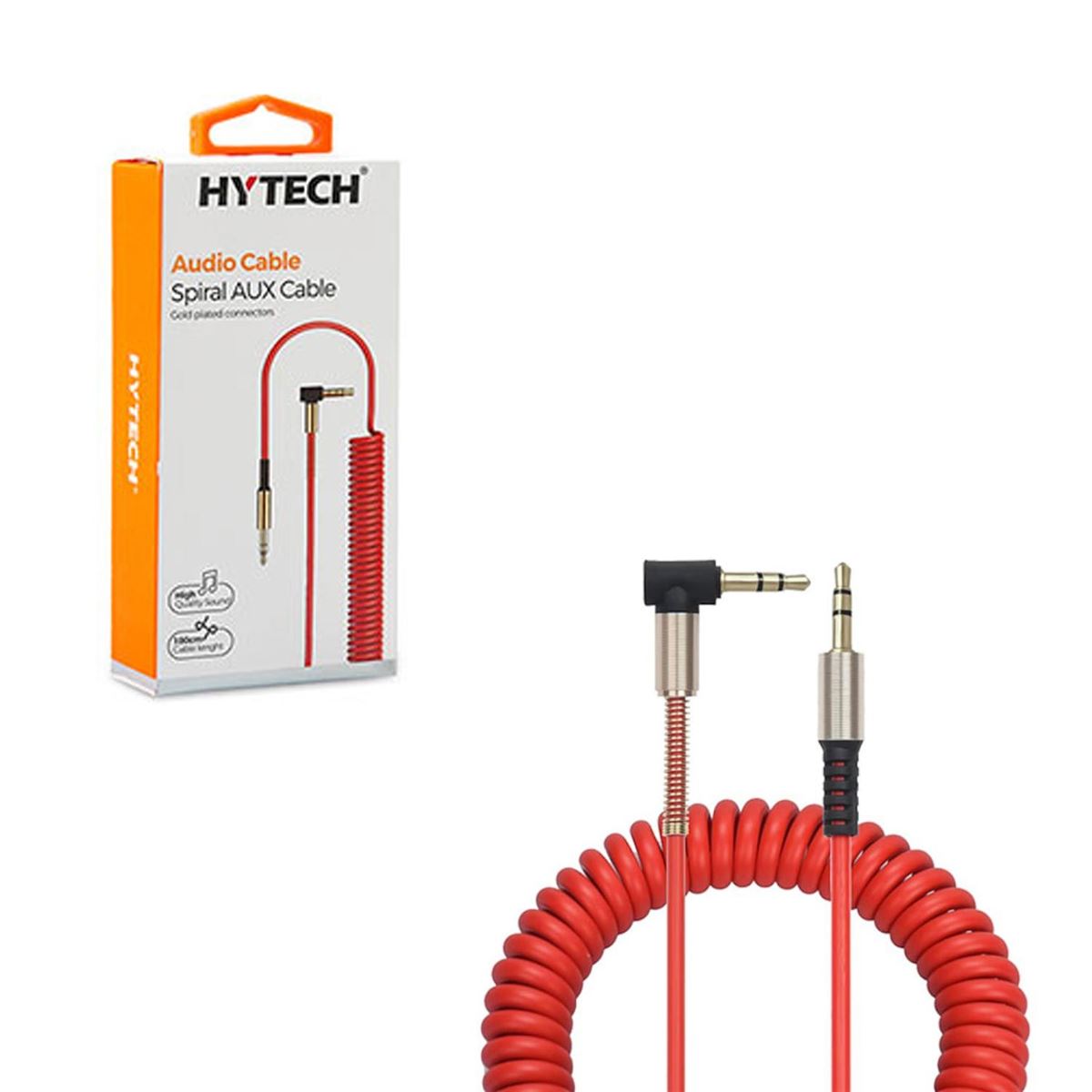 HYTECH SES KABLOSU HY-X76 AUX SPİRALLİ L UÇLU KIRMIZI 180 CM 1