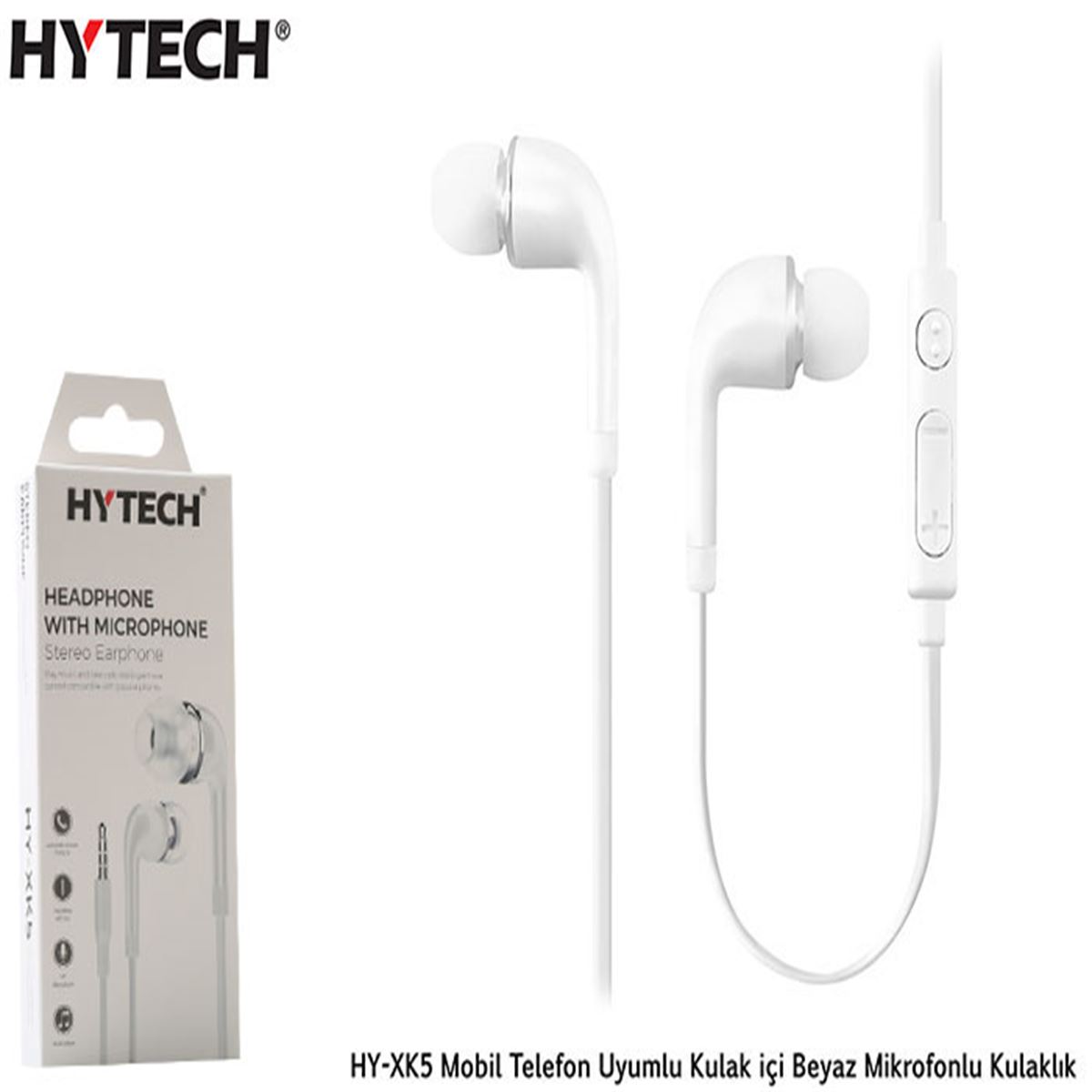 HYTECH KULAKLIK HY-XK5 KULAKİÇİ BEYAZ MİKROFONLU 1