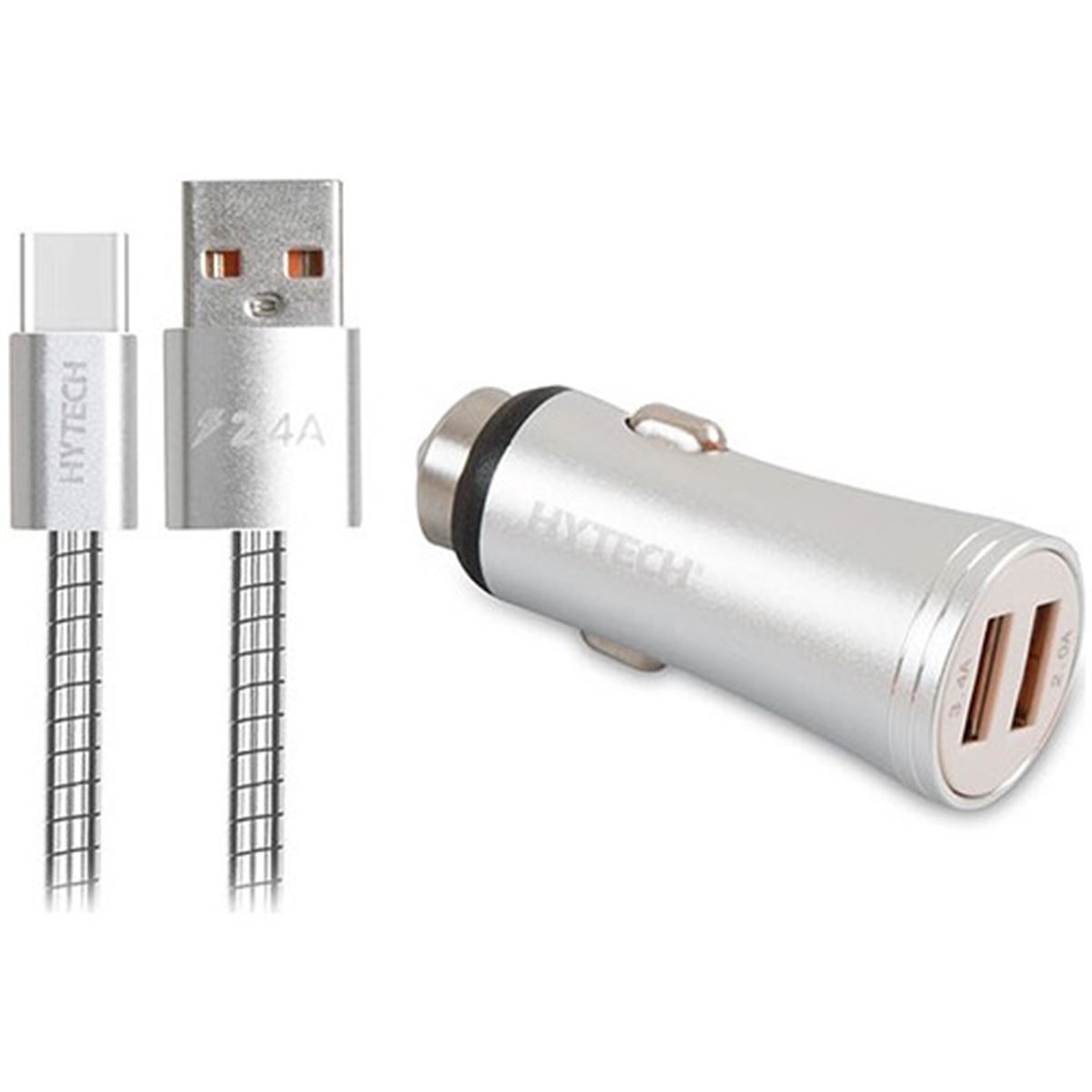 HYTECH ARAÇ ŞARJ CİHAZI HY-X66 ÇİFT USB METAL GÜMÜŞ 3.4A 1