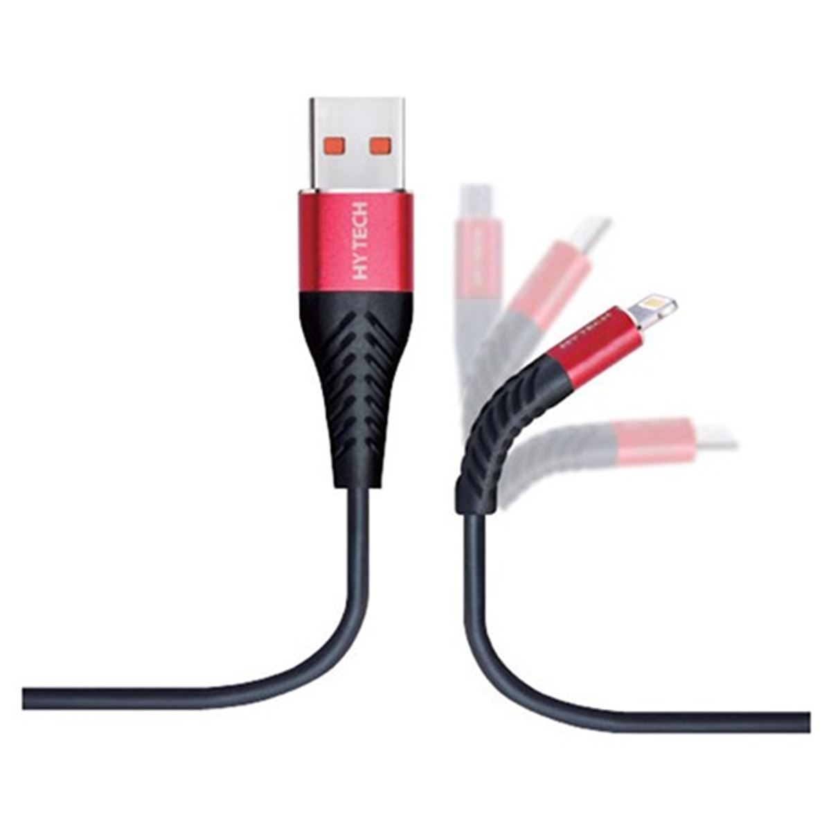 HYTECH DATA ŞARJ KABLOSU HY-X330 LİGHTNİNG KIRMIZI-SİYAH 3A 1.2M 1