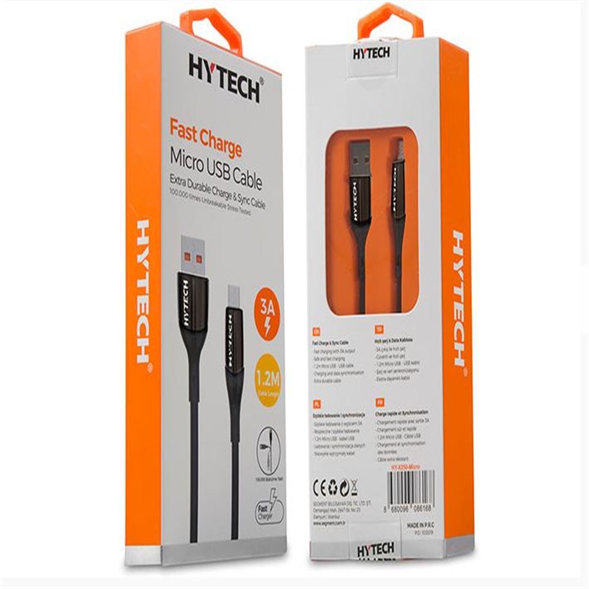 HYTECH DATA ŞARJ KABLOSU HY-X250 MİCRO SİYAH 3A 1.2M 1