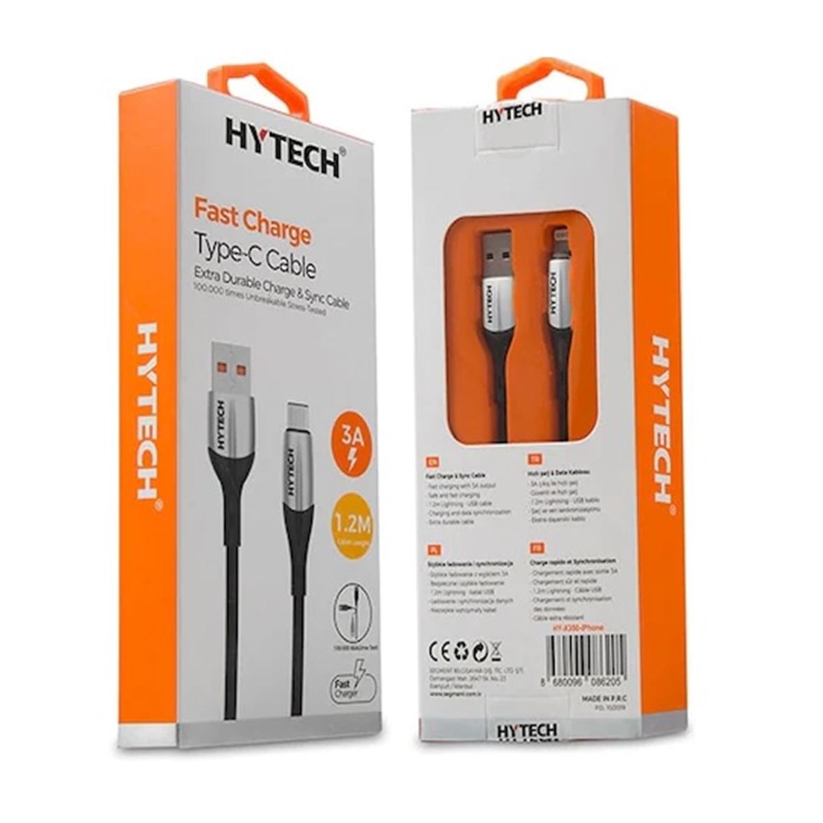 HYTECH ŞARJ KABLOSU HY-X350 İPHONE LİGHTNİNG SİLVER 3A 1.2M 1