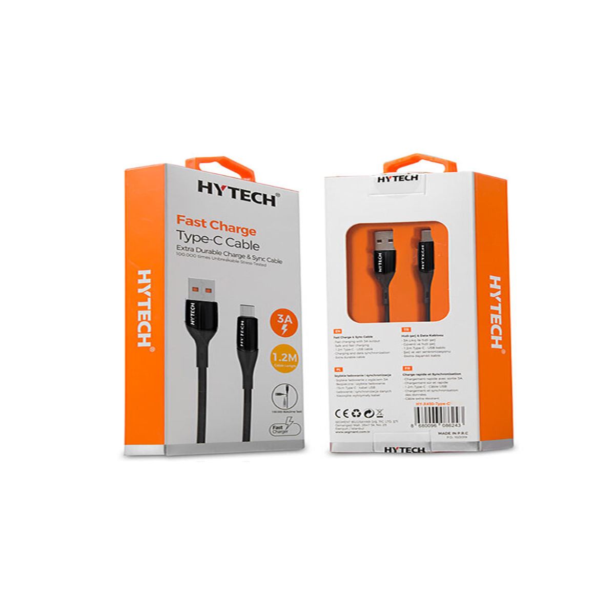 HYTECH DATA ŞARJ KABLOSU HY-X450 3A TYPE-C SİYAH 1