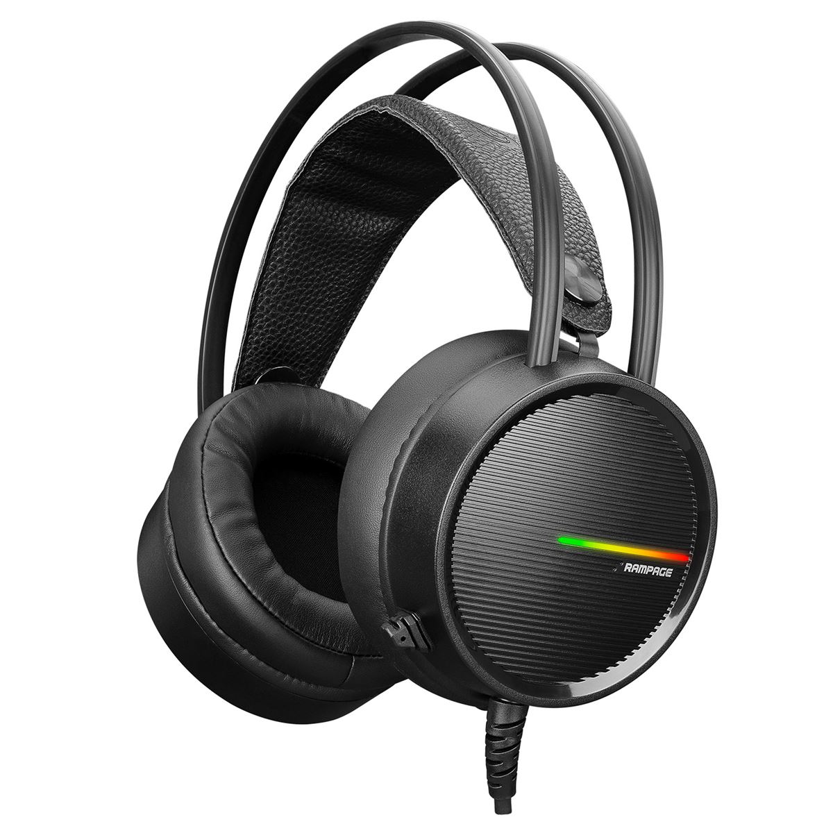 RAMPAGE OYUNCU KULAKLIK RM-K3 CASHE KABLOLU USB SİYAH RAİNBOW LED IŞIK USB 7.1 1