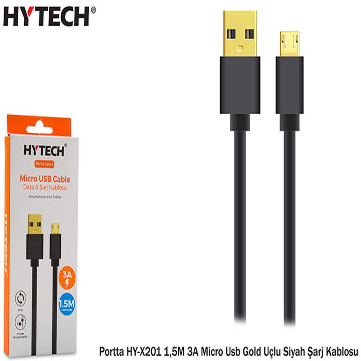 HYTECH DATA ŞARJ KABLOSU HY-X201 2A MİCRO USB 1