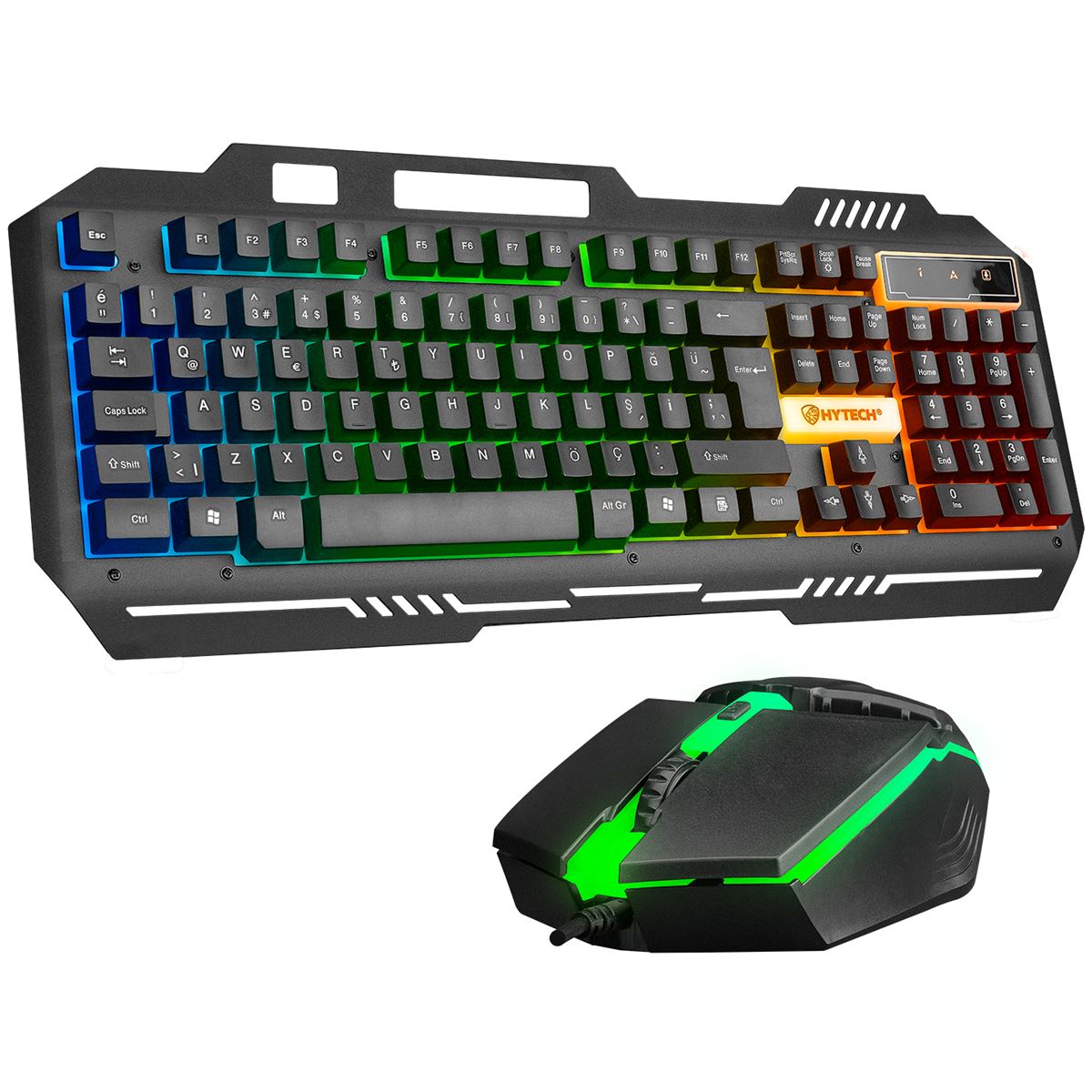 HYTECH USB KABLOLU KLAVYE Q + MOUSE HKM-X86 QUİN SİYAH GÖKKUŞAĞI AYDINLATMALI 1