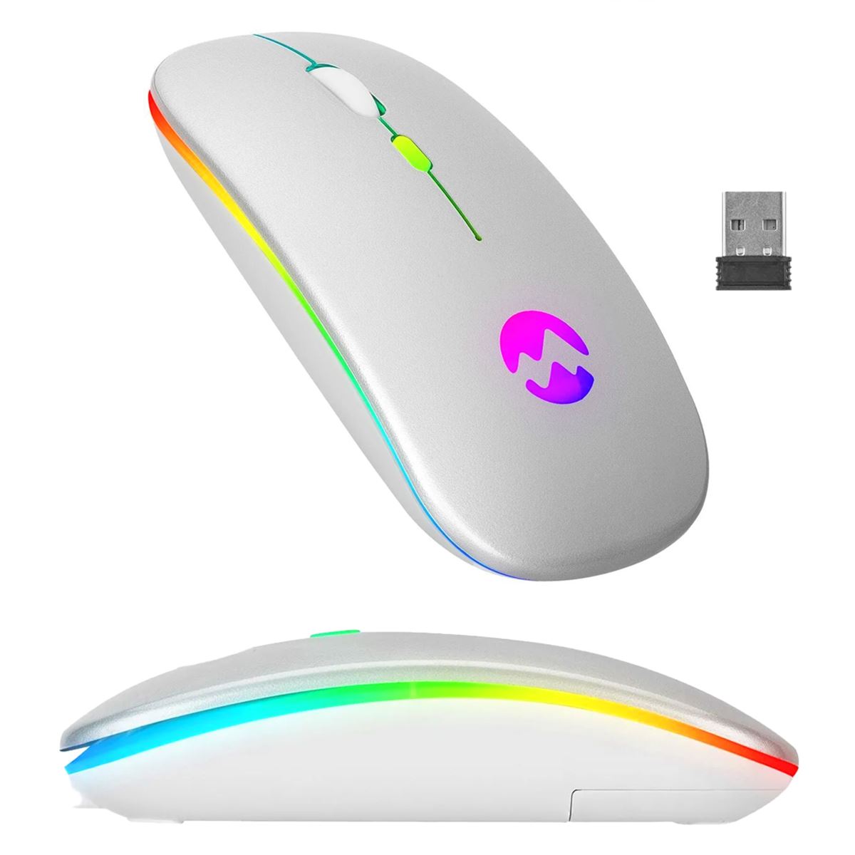 EVEREST KABLOSUZ MOUSE SMW-710 ŞARJLI LEDLİ GÜMÜŞ 1