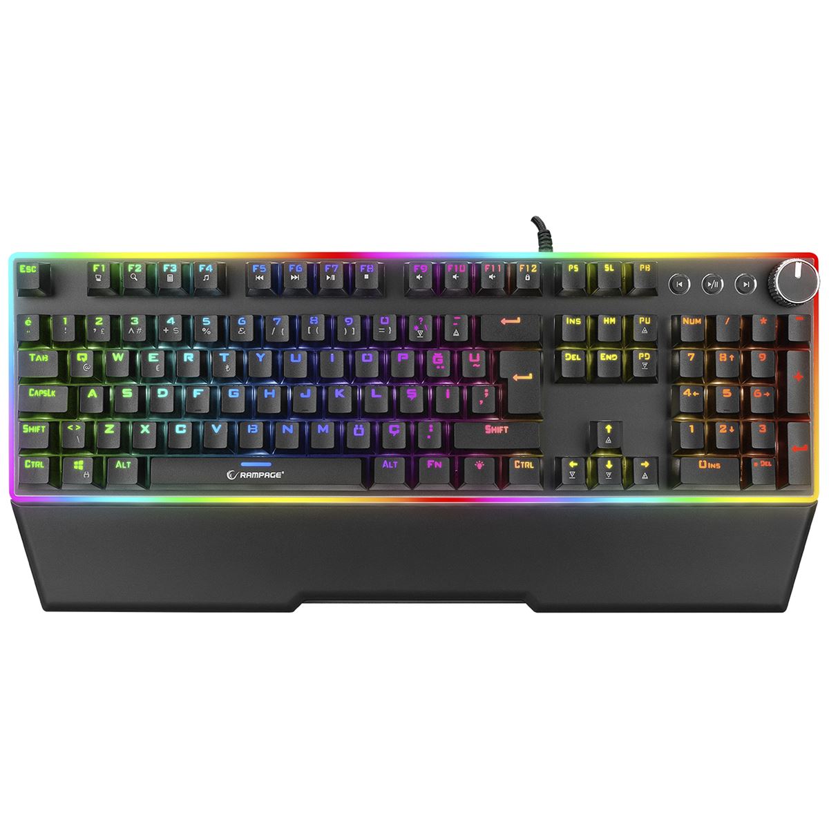 RAMPAGE KLAVYE Q RMK-X2 MİRACLE SİYAH USB KABLOLU GÖKKUŞAĞI AYDINLATMALI MEKANİK 1