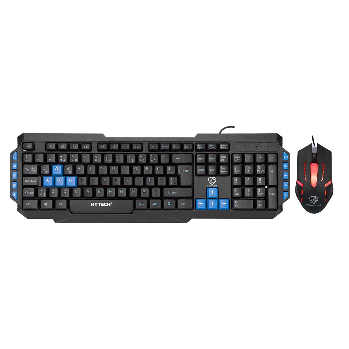 HYTECH KLAVYE Q + MOUSE HYK-46 GAMY COMBO SİYAH MAVİ TUŞLU USB KABLOLU 1