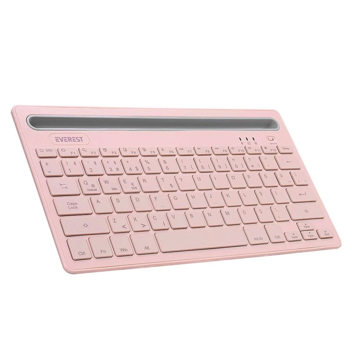 EVEREST KABLOSUZ KLAVYE Q KB-BT82 ŞARJLI ULTRA İNCE PEMBE GRİ 1