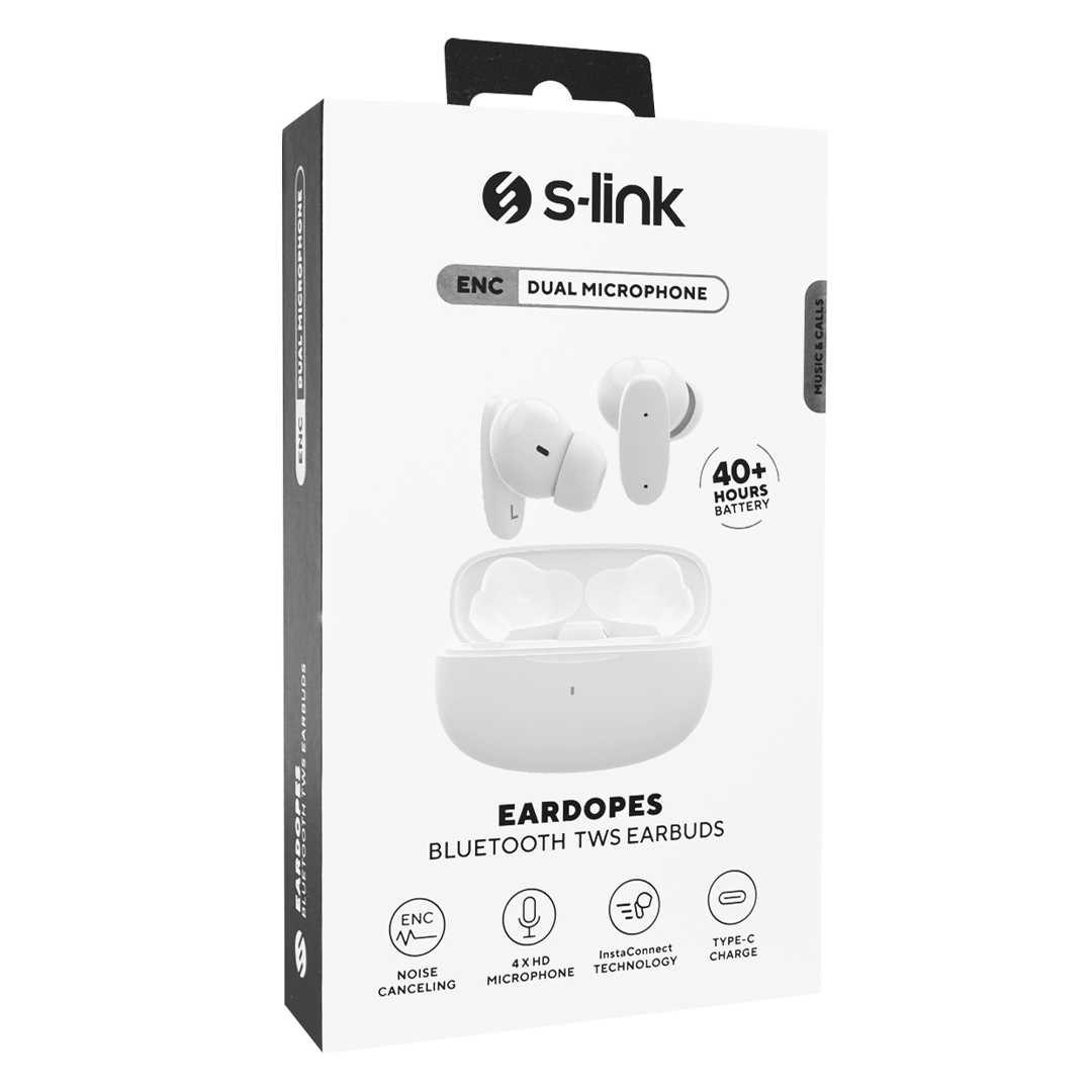 S-LİNK EARDOPES BLUETOOTH KULAKLIK SL-TWS08 BEYAZ TYPE-C CHARGE 1