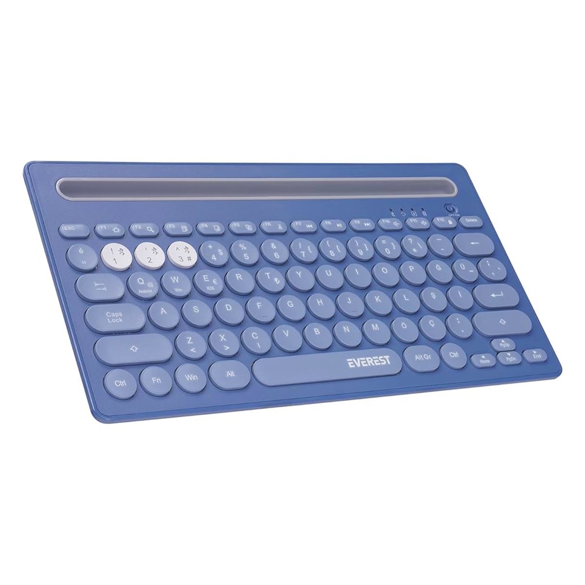 EVEREST KABLOSUZ KLAVYE Q KB-BT84 ŞARJLI ULTRA İNCE MAVİ GRİ 1