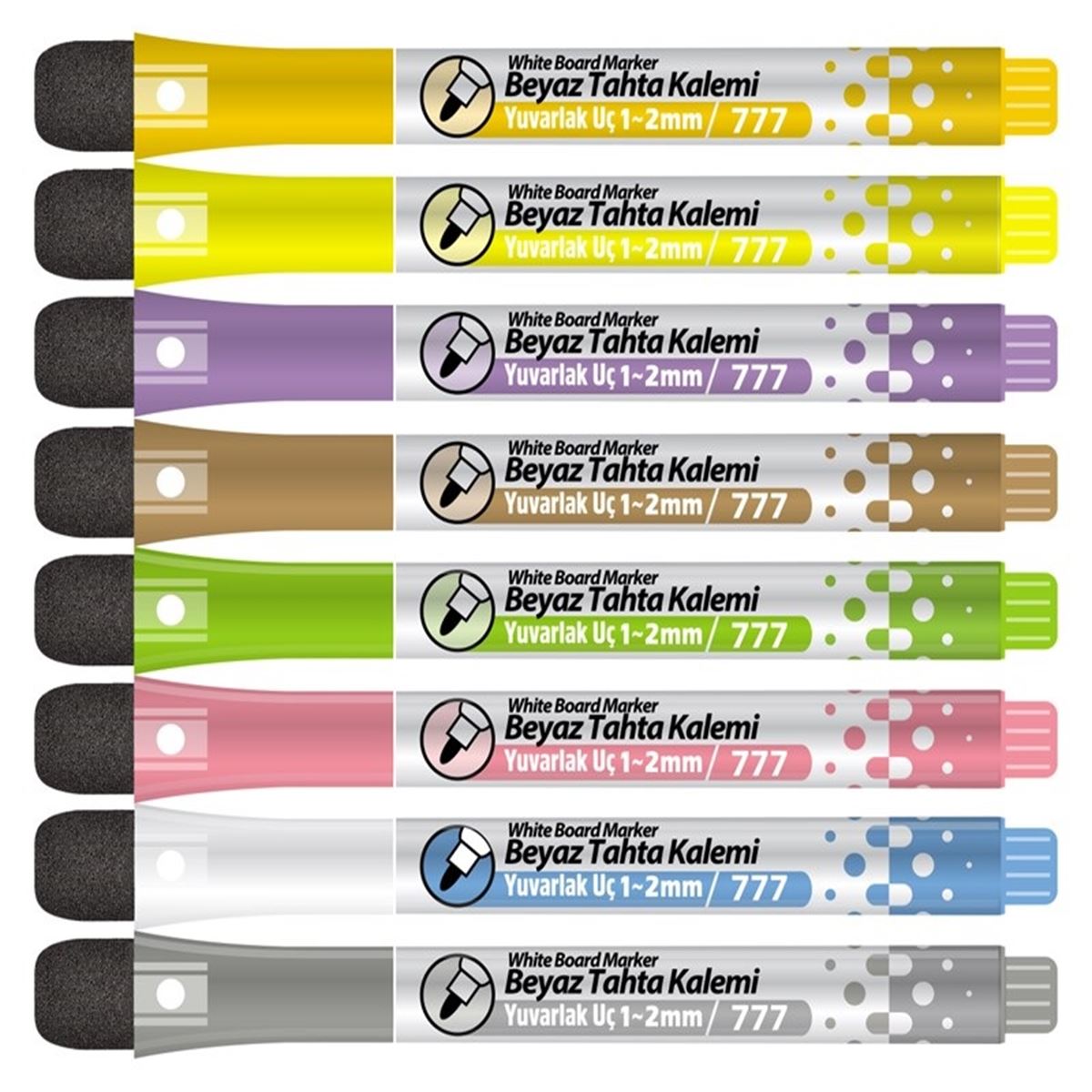 KRAF TAHTA KALEMİ 777 DOLDURULABİLİR 8 RENK MIKNATISLI + SİLGİLİ 1