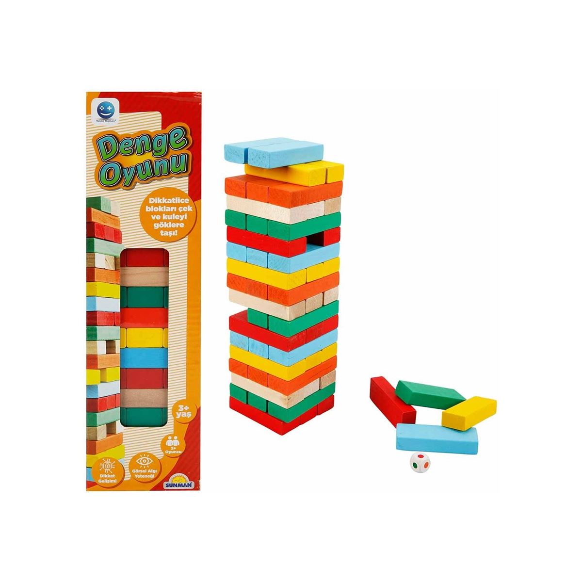 SUNMAN DENGE OYUNU SW002 RENKLİ ZARLI 54 PARÇA 3+ 1