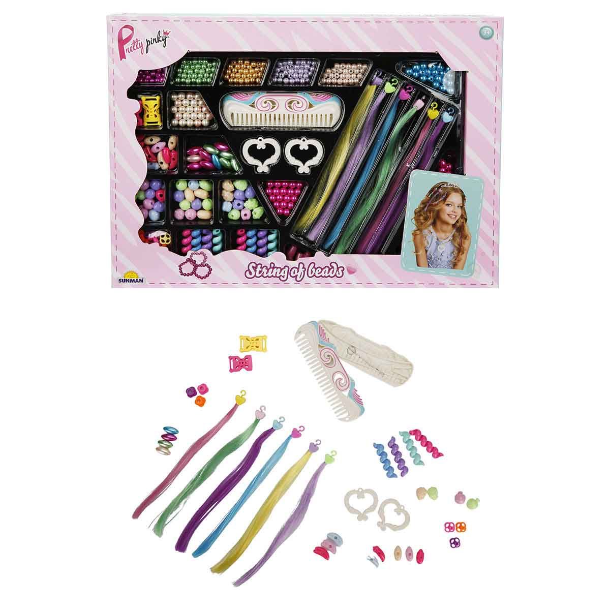 SUNMAN PRETTY PİNKY 004 HAİR BRUSH BONCUKLU ŞAÇ TASARIM SETİ 3+ 1