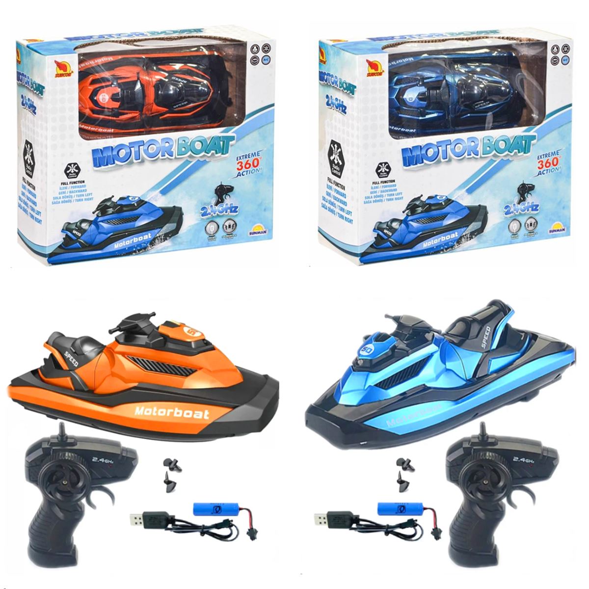 SUNMAN MOTOR BOAT T16B IŞIKLI USB F/F 2.4GHZ 360 DERECE 3+ 1