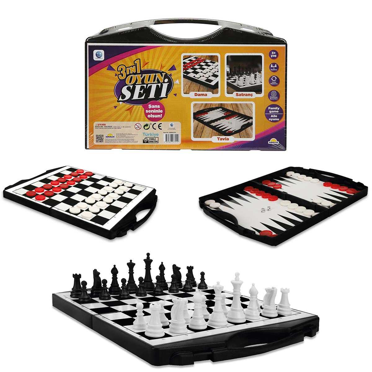 SMİLE GAMES DAMA-SATRANÇ-TAVLA S00003701 3İN1 OYUN SETİ ÇANTALI 3+ 1
