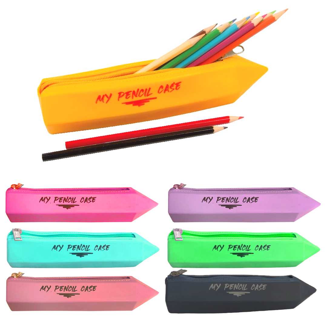 FLY COLOR SİLİKON KALEM ÇANTASI 1208 KALEM ŞEKİLLİ TEK BÖLMELİ 7 RENK 12 Lİ 1
