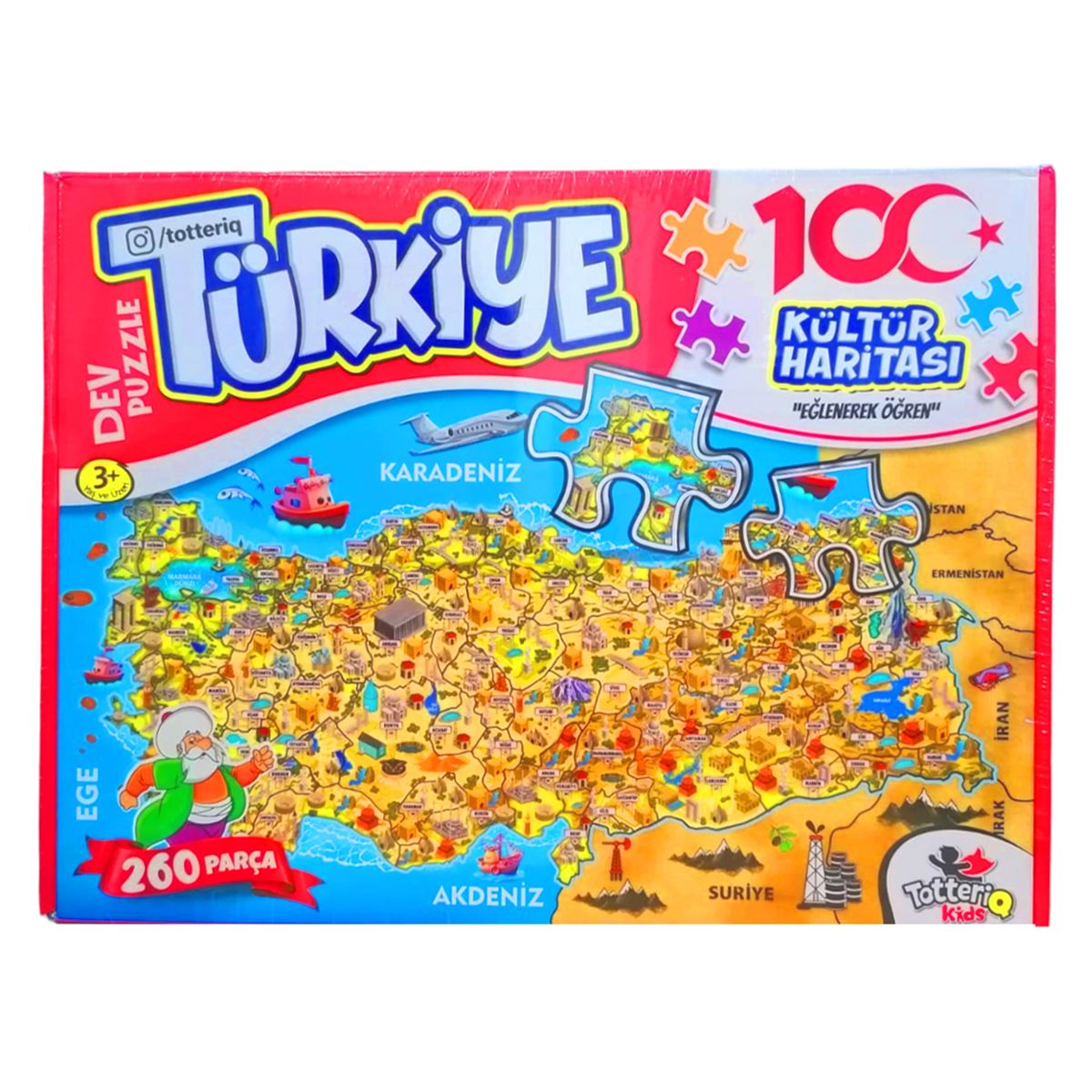 TOTTERİQ KİDS PUZZLE 7213 TÜRKİYE KÜLTÜR HARİTASI 260 PARÇA 3+ 1