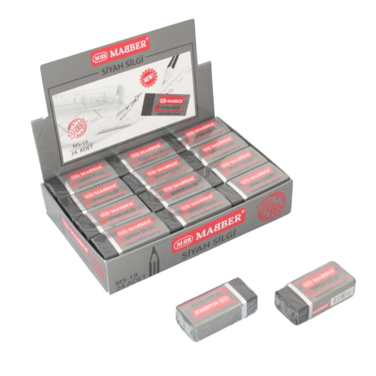 MABER SİLGİ SİYAH BÜYÜK 24 LÜ MS-19 1