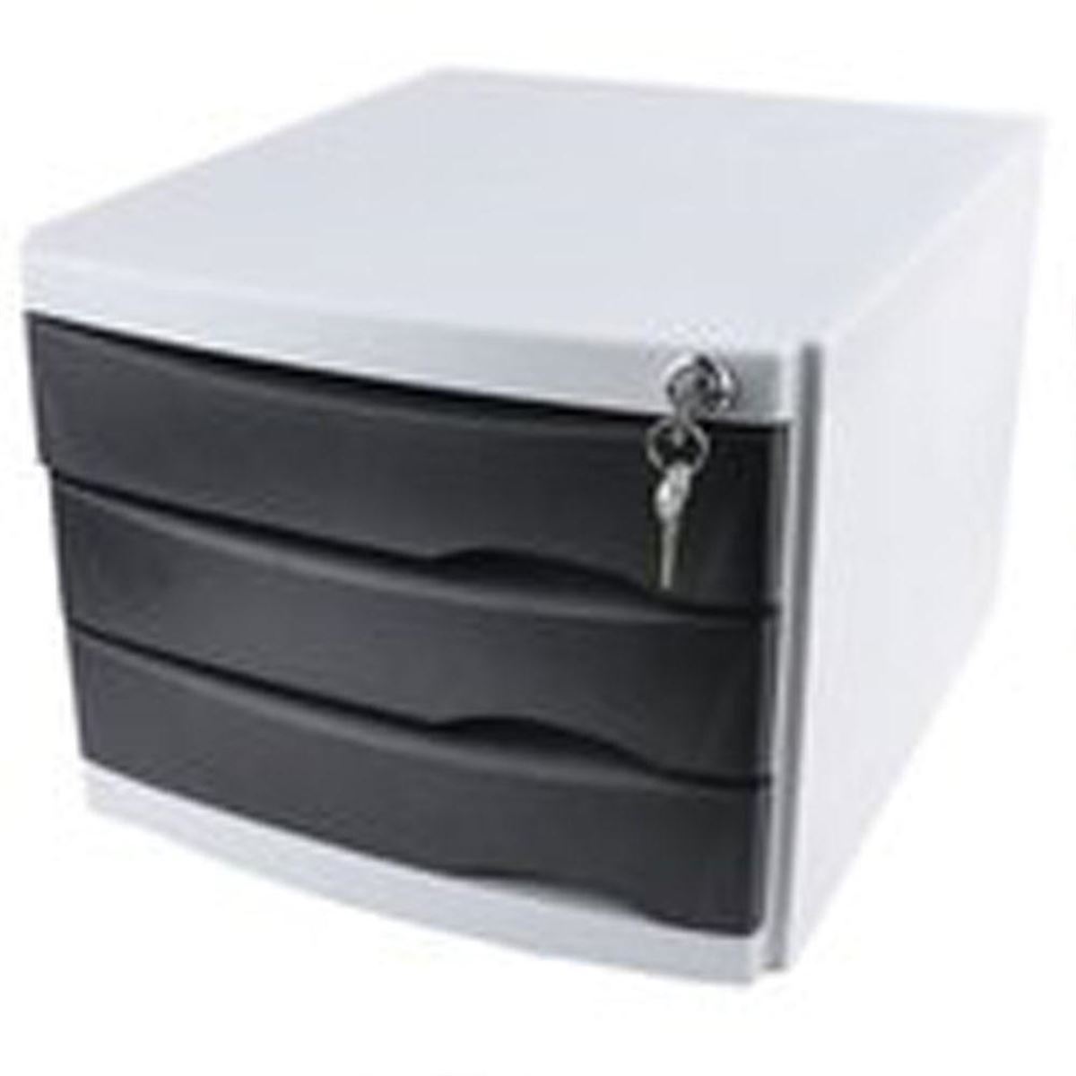 OPS EVRAK RAFI KİLİTLİ ÇEKMECELİ SİYAH 3 LÜ CMC 203 1