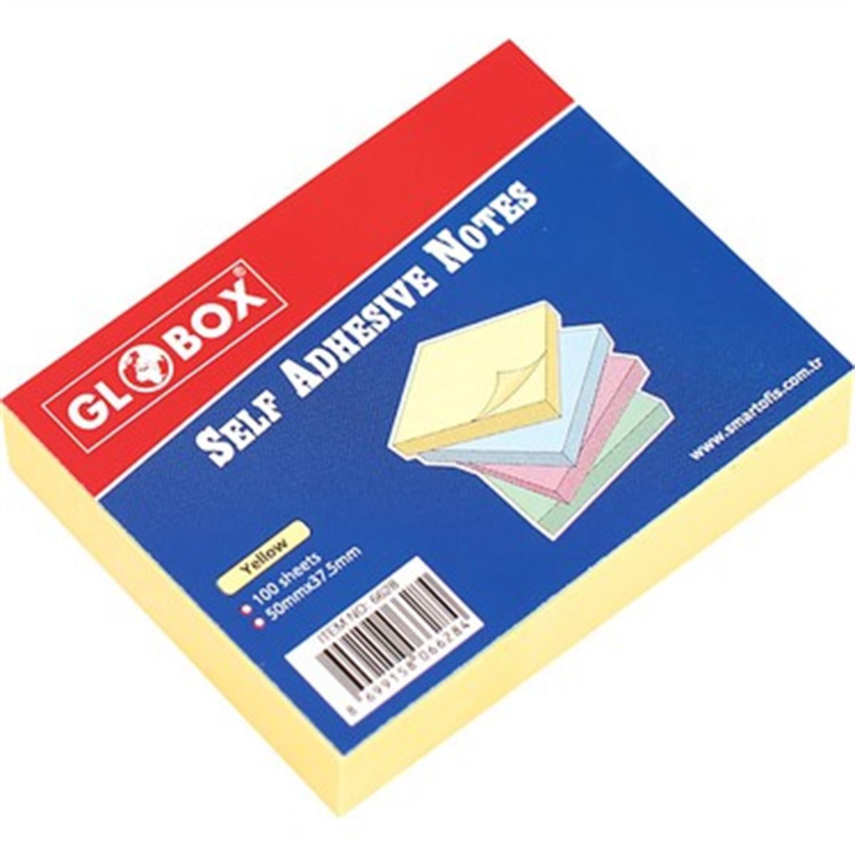 GLOBOX YAPIŞKANLI NOT KAĞIDI 37,5x50 SARI 100 YP 24 LÜ 6628 1