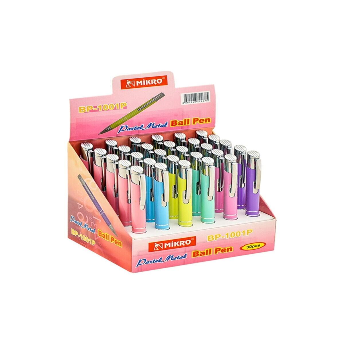 MİKRO TÜKENMEZ KALEM METAL ATA PASTEL 30 LU BP-1001P 1