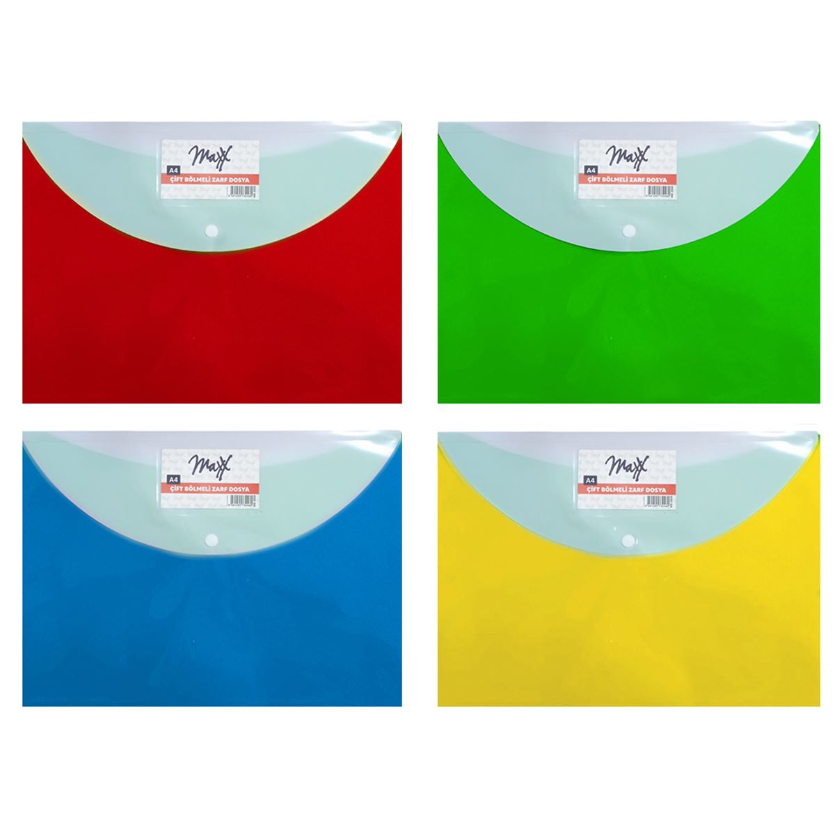 MAXX ÇITÇITLI DOSYA A4 ÇİFT BÖLMELİ RENKLİ 12 Lİ MX-2020 1