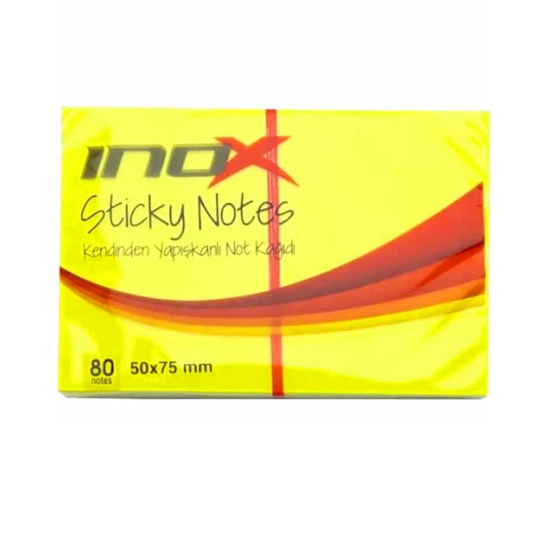 İNOX YAPIŞKANLI NOT KAĞIDI 50x75 FOSFORLU SARI 80 YP 12 Lİ 2366 1
