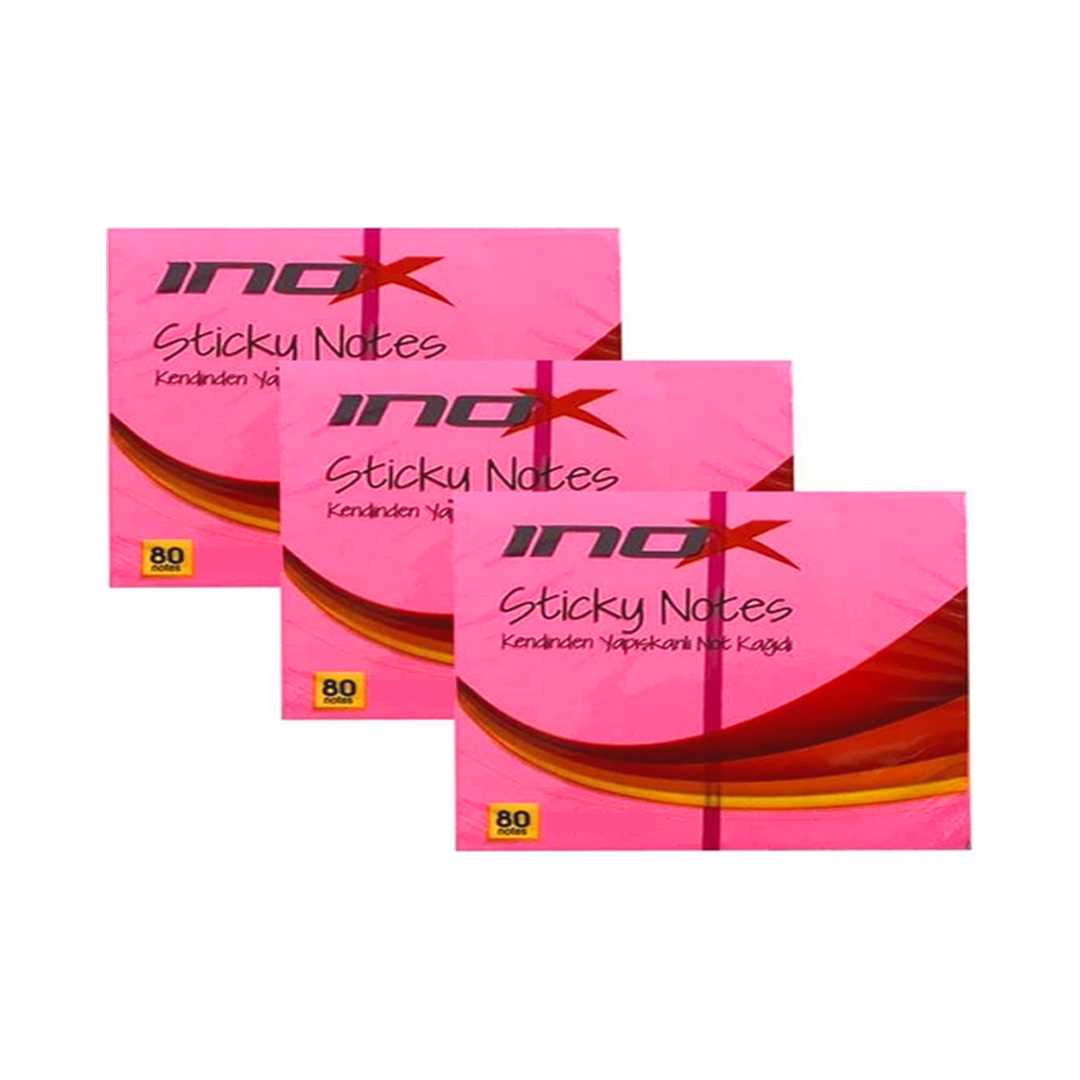 İNOX YAPIŞKANLI NOT KAĞIDI 50x75 FOSFORLU PEMBE 80 YP 12 Lİ 2397 1