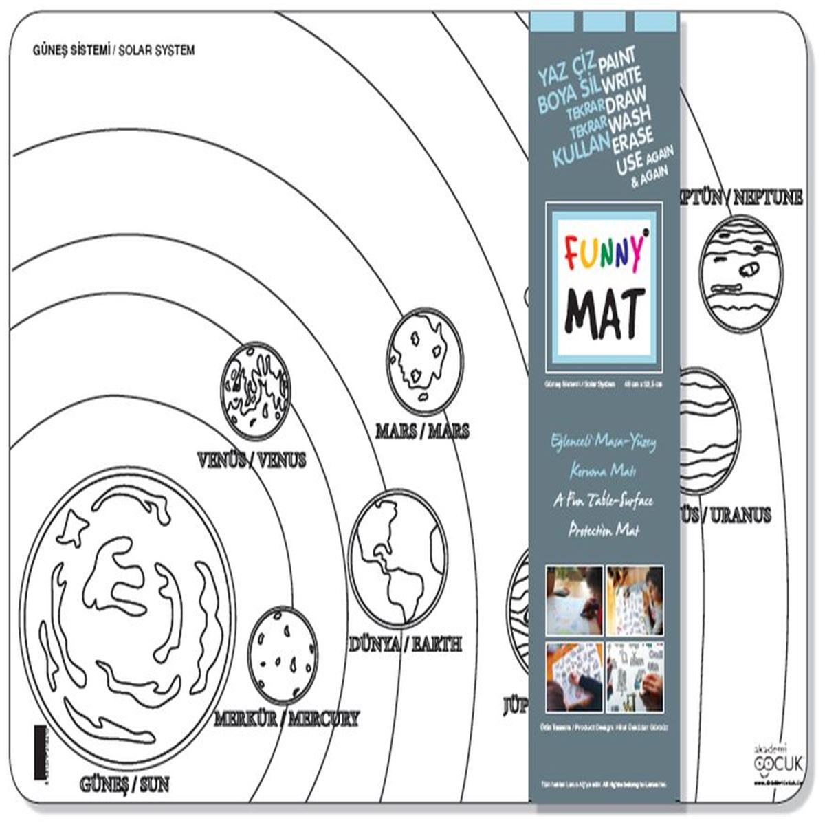 AKADEMİ ÇOCUK FUNNY MAT GÜNEŞ SİSTEMİ 33,5X48 CM 1