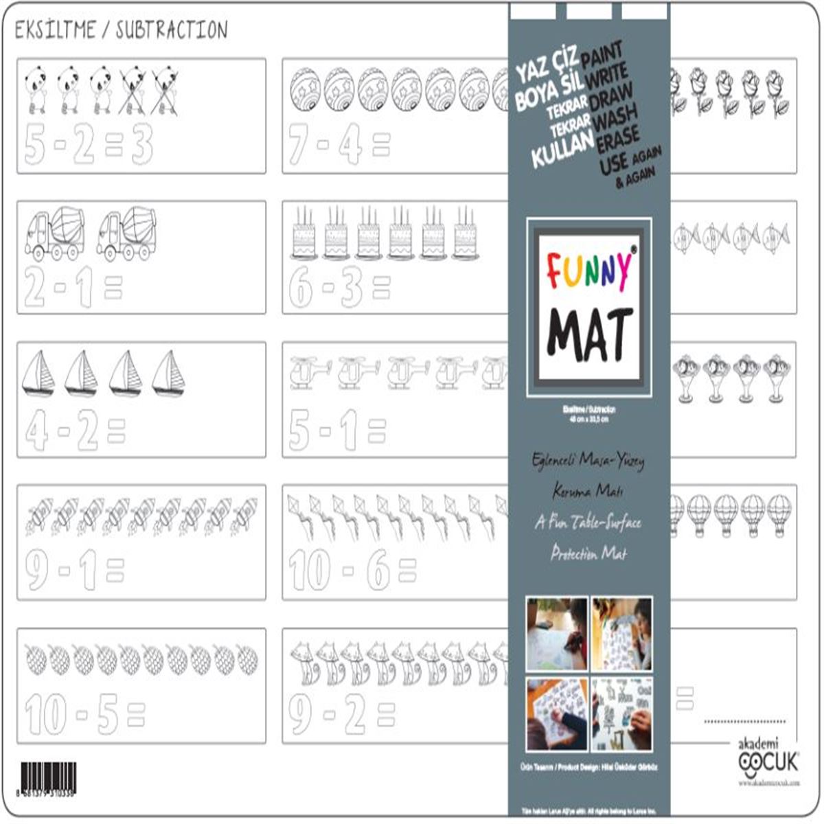 AKADEMİ ÇOCUK FUNNY MAT EKSİLTME 33,5X48 CM 1