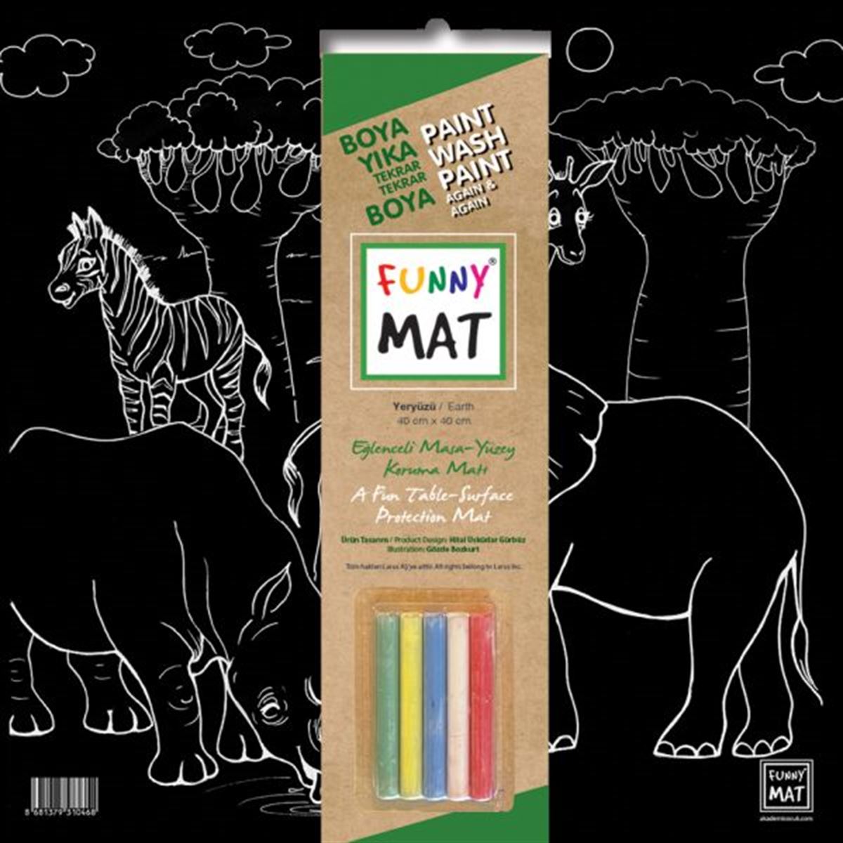 AKADEMİ ÇOCUK FUNNY MAT BLACK YERYÜZÜ TEBEŞİRLİ 40X40 CM 1