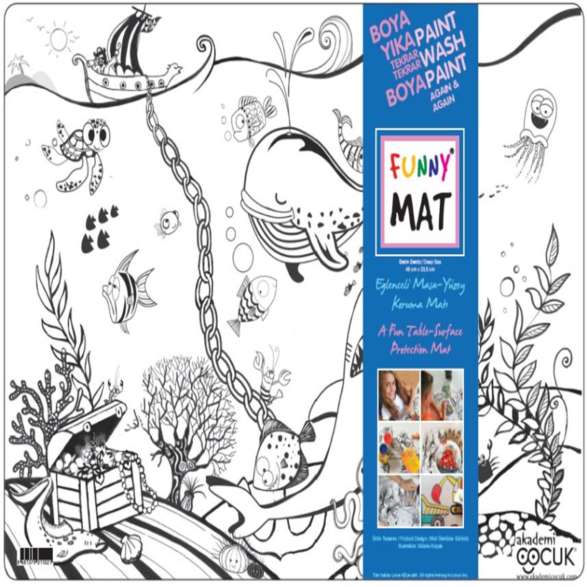 AKADEMİ ÇOCUK FUNNY MAT DERİN DENİZ 33,5X48 CM 1