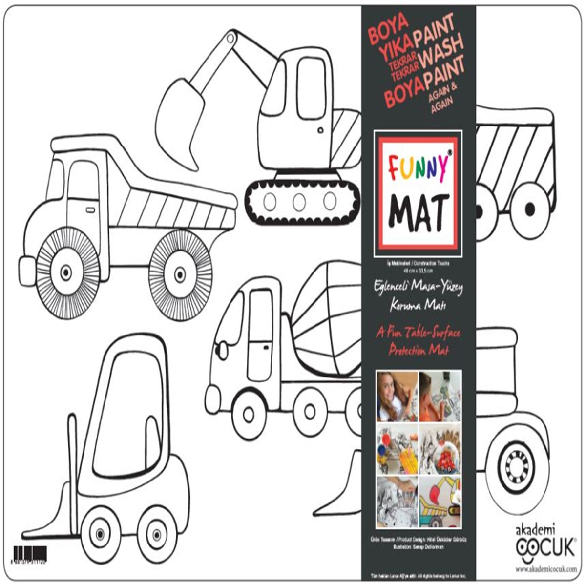 AKADEMİ ÇOCUK FUNNY MAT İŞ MAKİNELERİ 33,5X48 CM 1