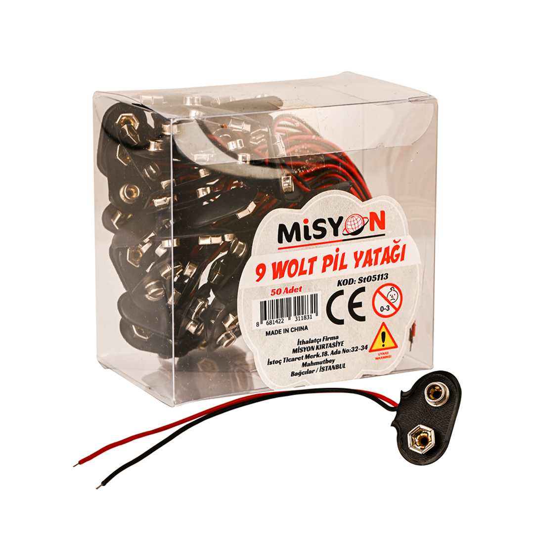 MİSYON PİL YATAĞI 9V ÇİFT BAŞLI 50 Lİ MSY-0983 1