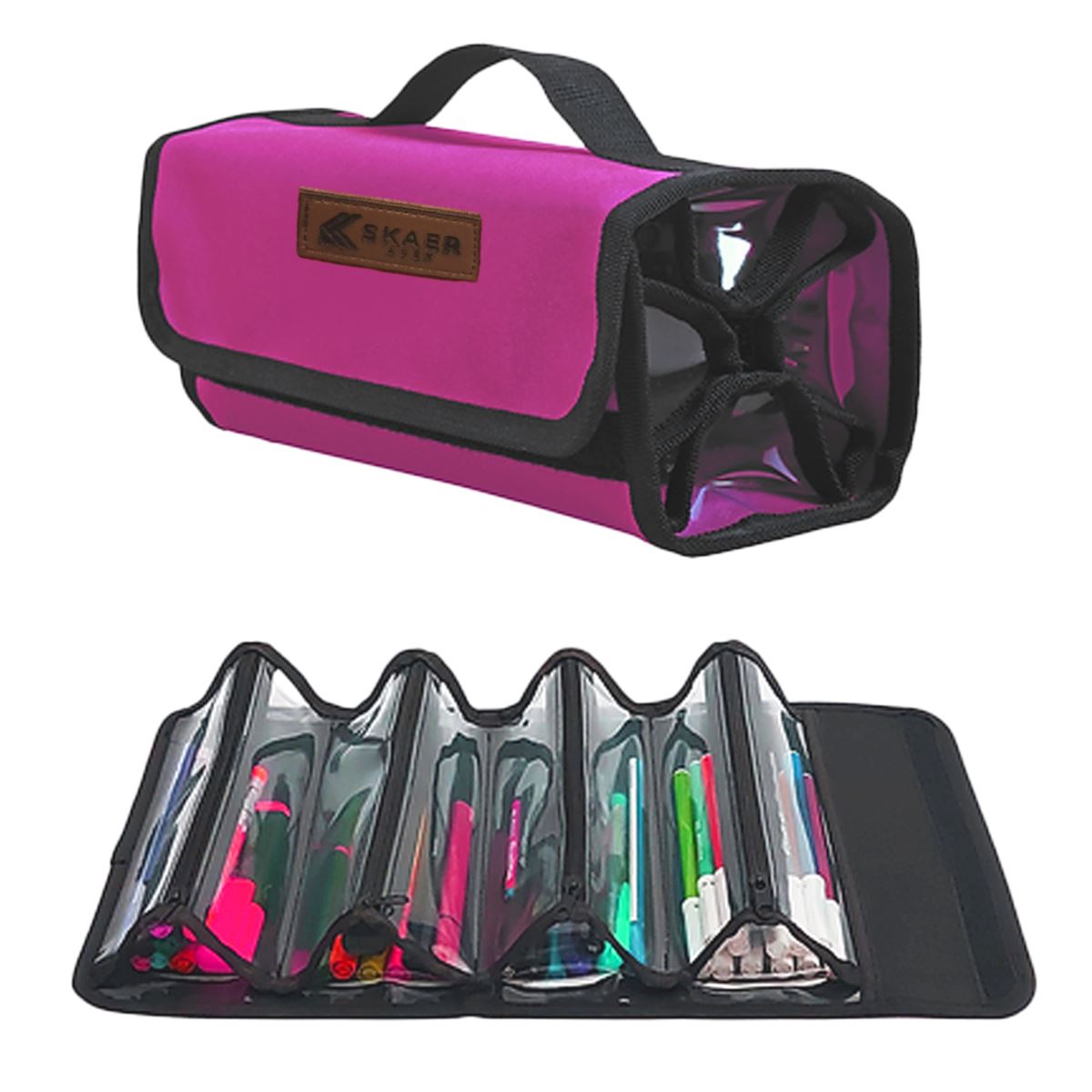 SKAER APEX X-CASE KALEM ÇANTASI XC-N07 PEMBE DÖRT BÖLMELİ 1