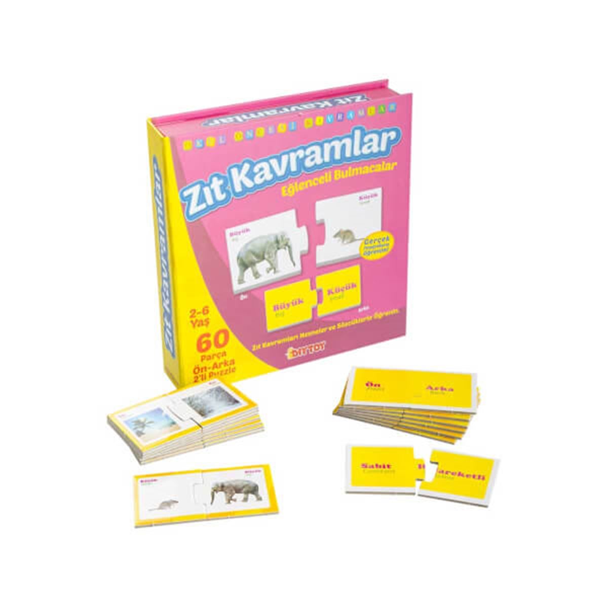 DIYTOY EĞLENCELİ BULMACALAR ZIT1390 ZIT KAVRAMLAR 60 PARÇA 2-6 YAŞ 1