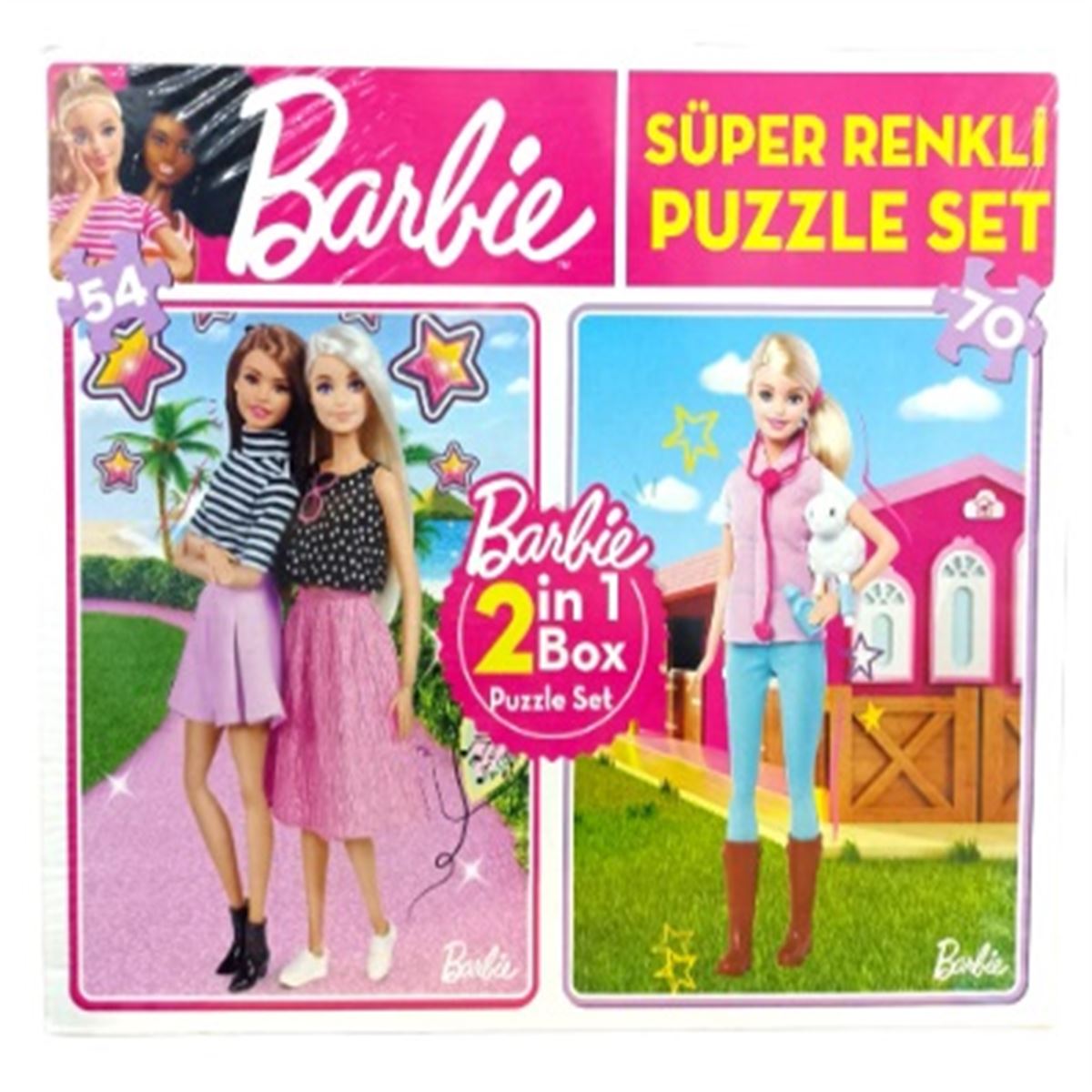 DİYTOY BARBİE PUZZLE SET BRP1542 2İN1 BOX SÜPER RENKLİ 70 PARÇA 3+ 1