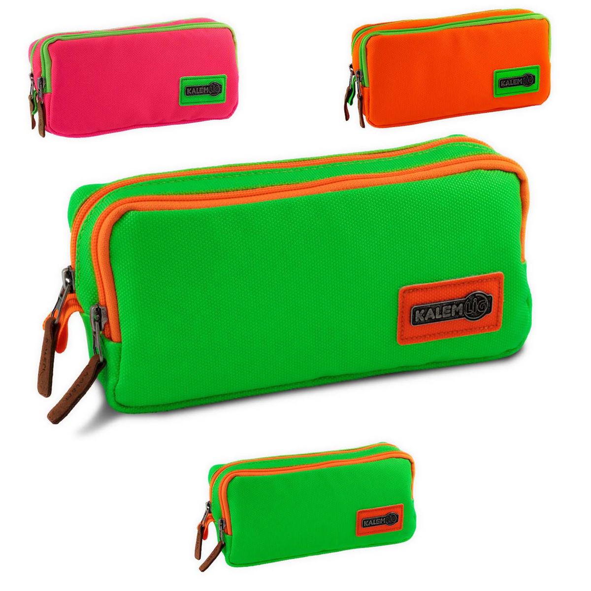 KALEMLİG KALEM ÇANTASI NEON KLG-NN02 ÇİFT BÖLMELİ 1
