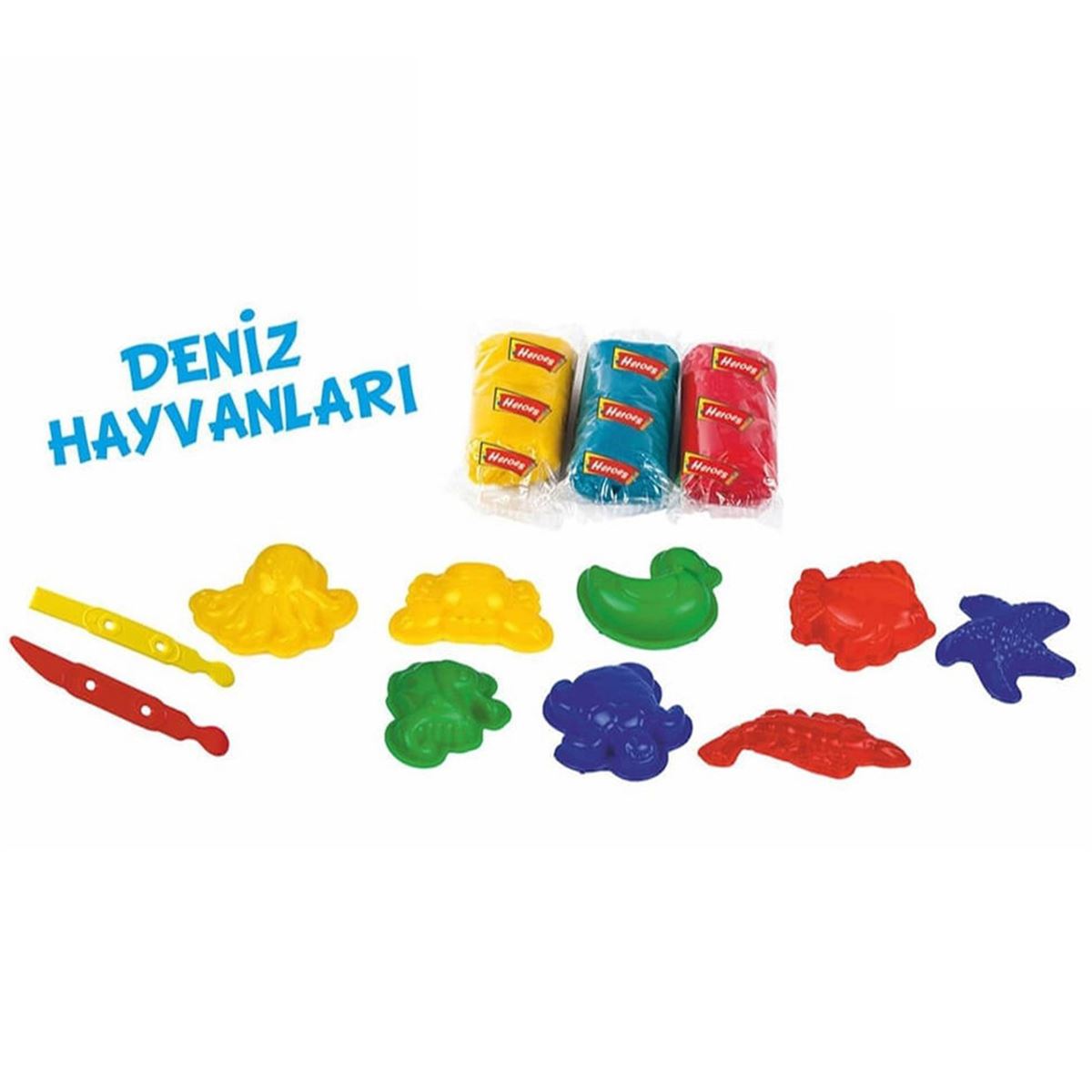 HEROES TOYS ERN-591 OYUN HAMURU DENİZ HAYVANLARI 3 RENK 13 PARÇA 3+ 1