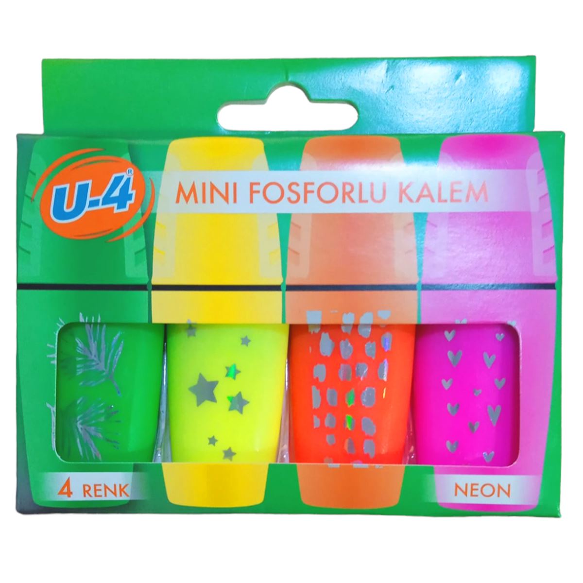 U-4 FOSFORLU KALEM MİNİ NEON 4 RENK U4-0885 1