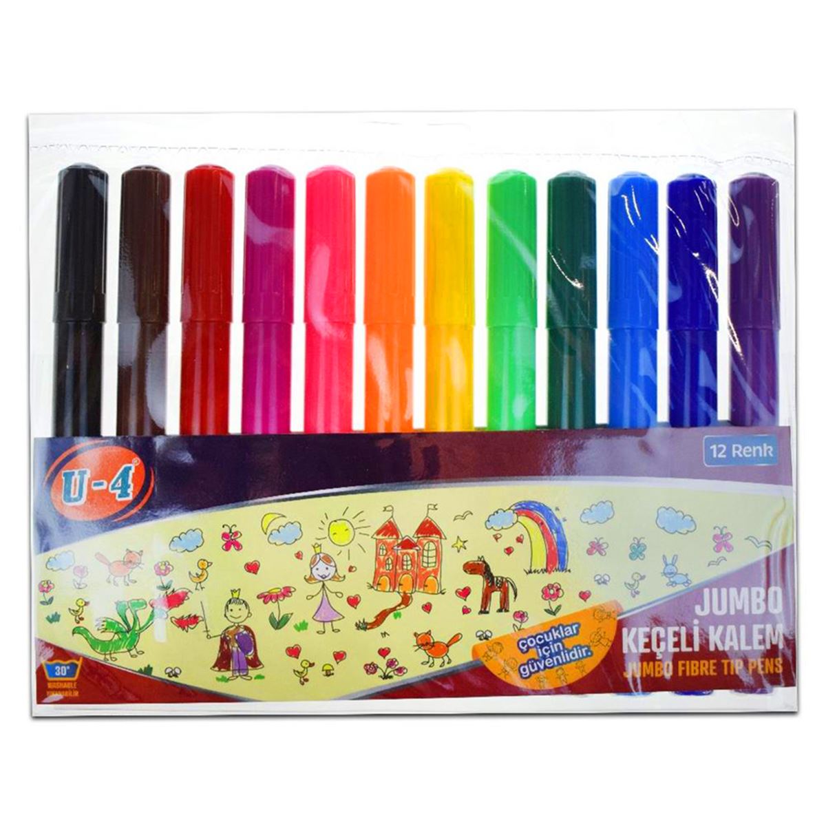 U-4 KEÇELİ KALEM JUMBO 12 RENK U4-1083 1