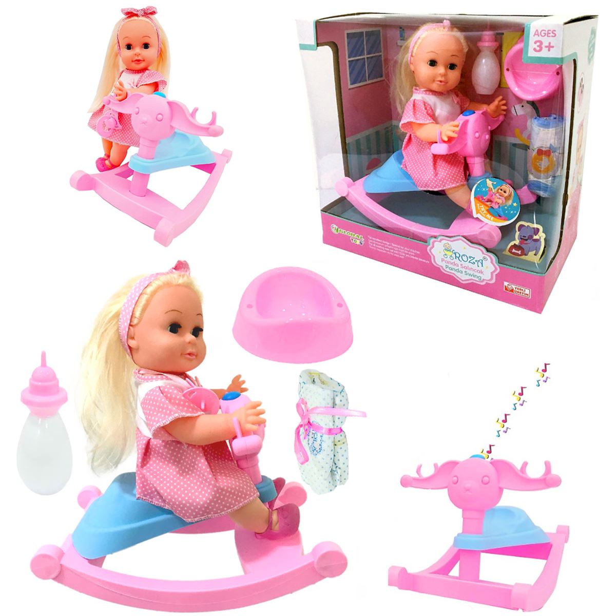GLOBAL ROZA BEBEK GL100118 SALINCAKLI ALTINI ISLATAN 33 CM 3+ 1
