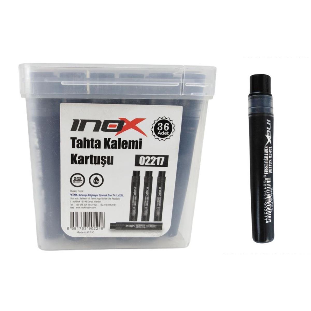 İNOX TAHTA KALEM KARTUŞU SİYAH 36 LI 02217 1