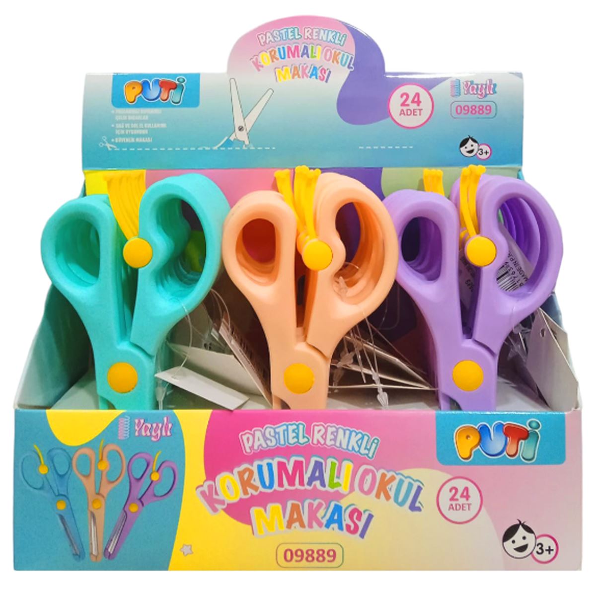 PUTİ OKUL MAKASI KORUMALI YAYLI PASTEL 24 LÜ 09889 1