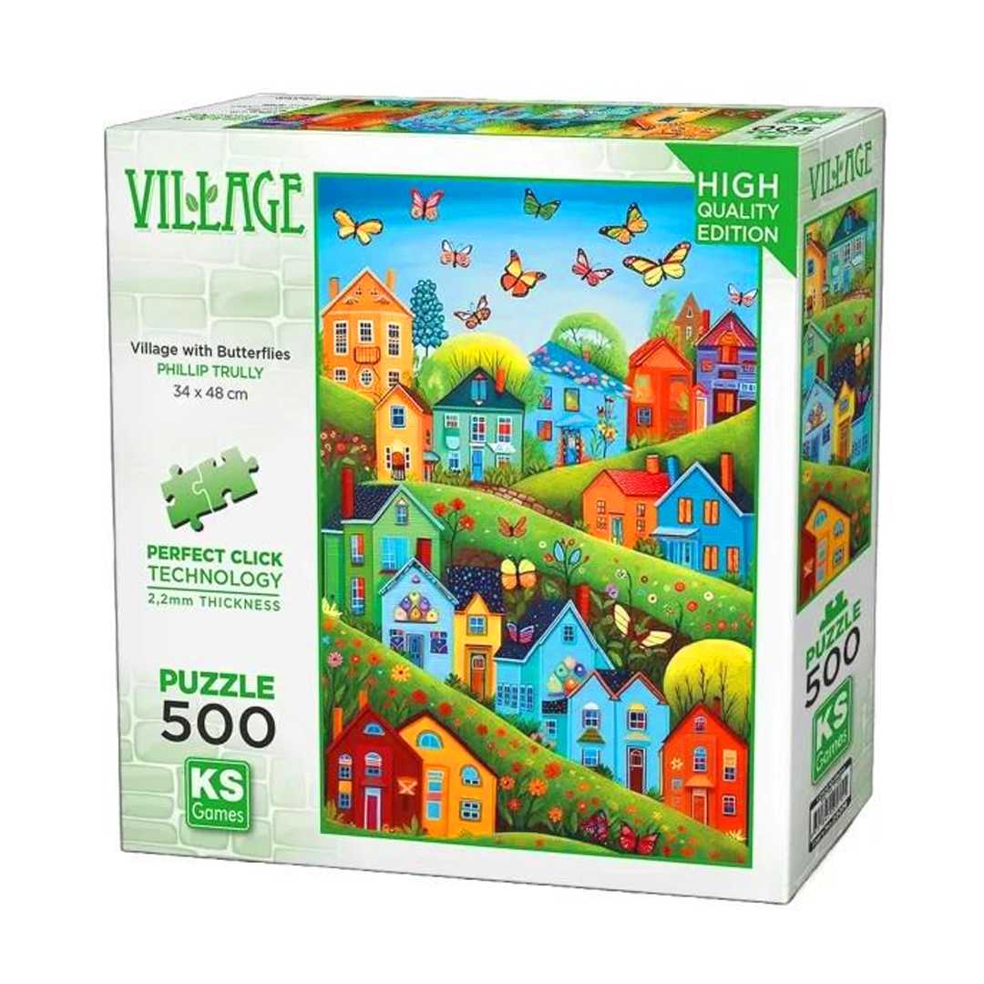 KS GAMES PUZZLE 20079 VİLLAGE WİTH BUTTERFLİES 500 PARÇA 1