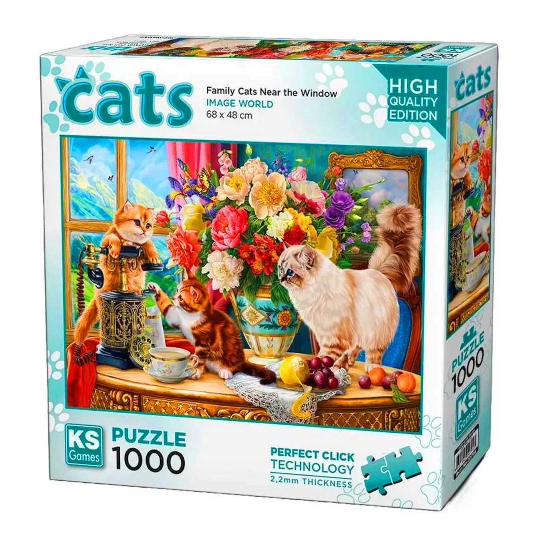KS GAMES PUZZLE 20794 FAMİLY CATS NEAR THE WİNDOW 1000 PARÇA 1