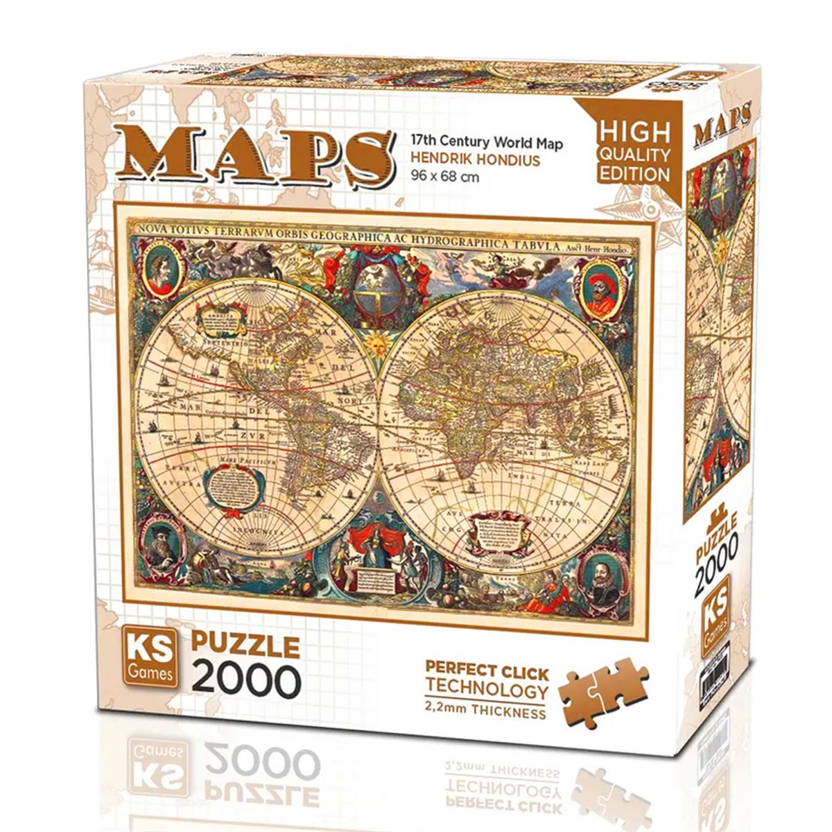 KS GAMES PUZZLE 22529 17TH CENTURY WORLD MAP 2000 PARÇA 1